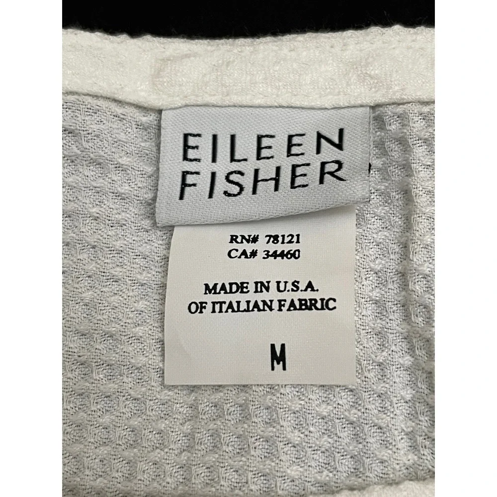 Eileen Fisher Waffle Knit Tank Top Medium White Italian Fabric Made in USA